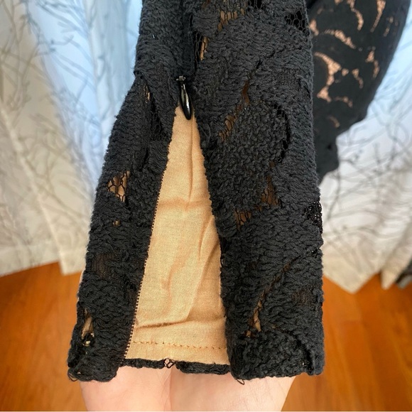 A.L.C ALC Scarlett crewneck long sleeve nude black lace mini dress - Picture 9 of 12